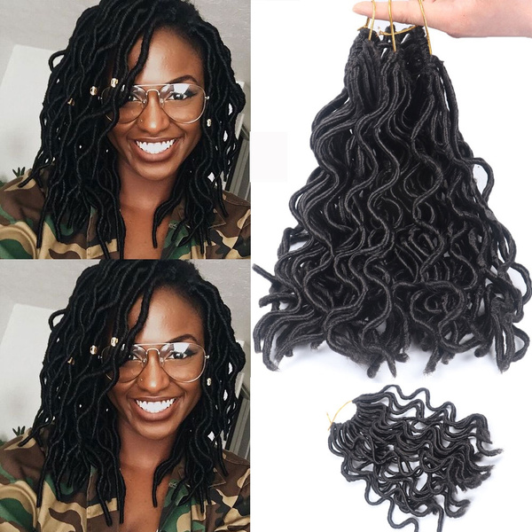 Short Length 1 Pack Best Quality Synthetic Hair Wavy Faux Locs Crochet Hair 24roots Pack Crochet Braids Curly Hair Extentions 12inch Kanekalon Firber Braiding Hair Wish
