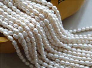 Hot 4-5mm Natural Bullet Freshwater Pearl Jewelry Making Loose Gemstone Beads 14"/SHL