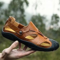 High Quality Men's Summer Leather Sandals Outdoor Sports Beach Shoes Fashion Closed Toe Sandal