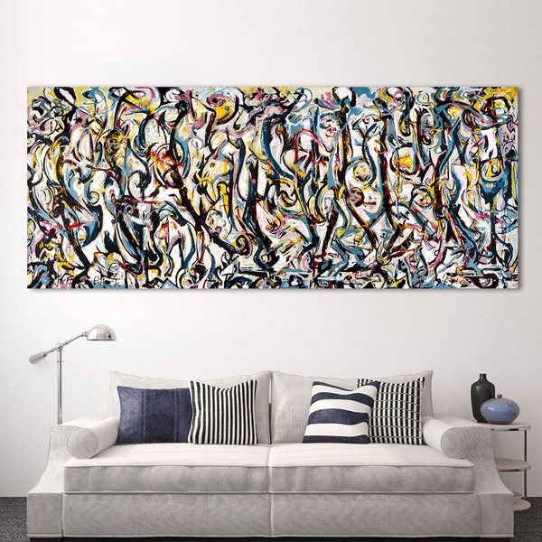 Jackson Pollock Mural Wallpaper Convergence Abstract painting Peel & Stick Wall Vinyl Abstract Expressionism Modern wall decor Reproduction