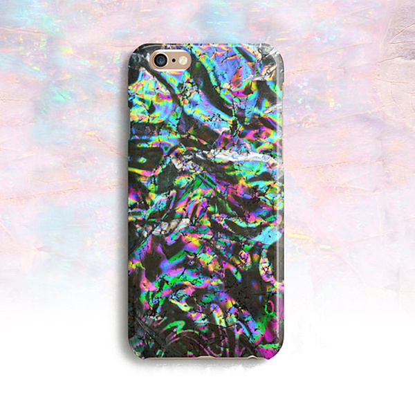 Black Opal Crackled Rainbow Phone Case Holographic Foil Phone