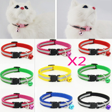 Pack of 2 Safety Nylon Dog Puppy Cat Collar  Adjustable Cats with Bell Reflective Collars