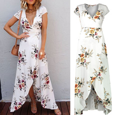 Summer, Fashion, Floral print, long dress