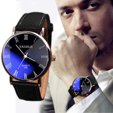 Luxury Fashion Faux Leather Mens Quartz Analog Watch Watches Black Original