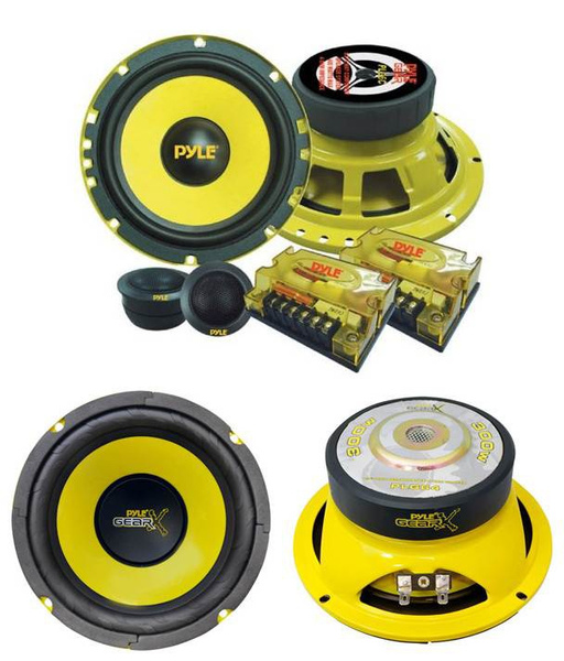 PYLE PLG6C 6.5" 400W 2 Way Car Component and 2 6.5" 300W Subwoofer Sub