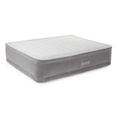Intex Queen Comfort Plush Elevated Mattress Air Bed with Built-In Pump, Gray