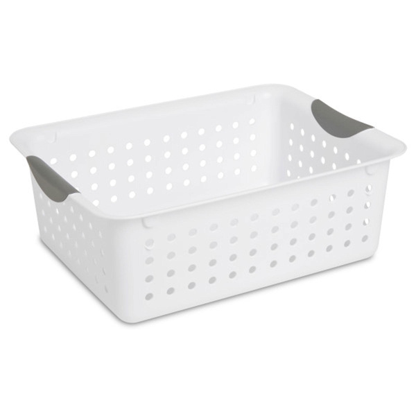 Sterilite Large Ultra Plastic Storage Baskets w/ Handles, White, 30 Pack 