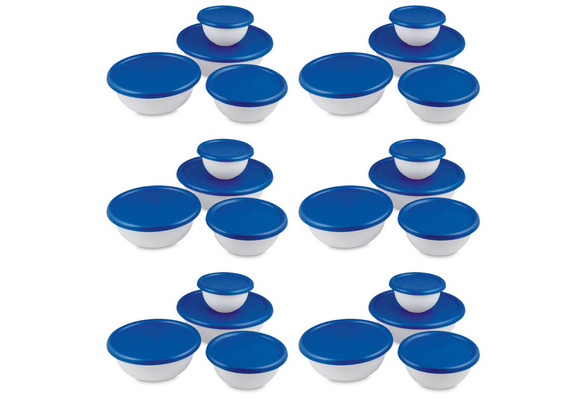 6 Pack Sterilite 07479406 8-piece Plastic Kitchen Covered Bowl