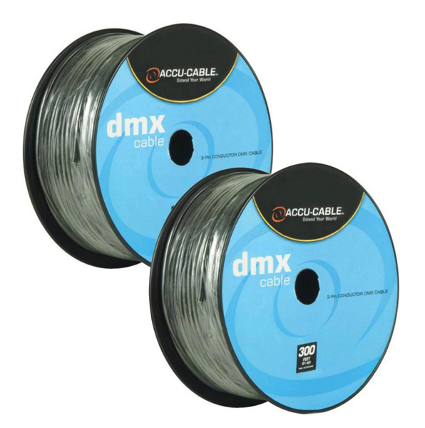 (2) American DJ AccuCable 3Pin XLR DMX Lighting Cables Full 300 ft