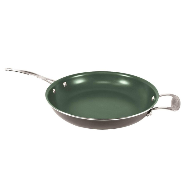 Telebrands Orgreenic 12-Inch Ceramic Non-Stick Kitchen Cookware Frying Pan  Pot