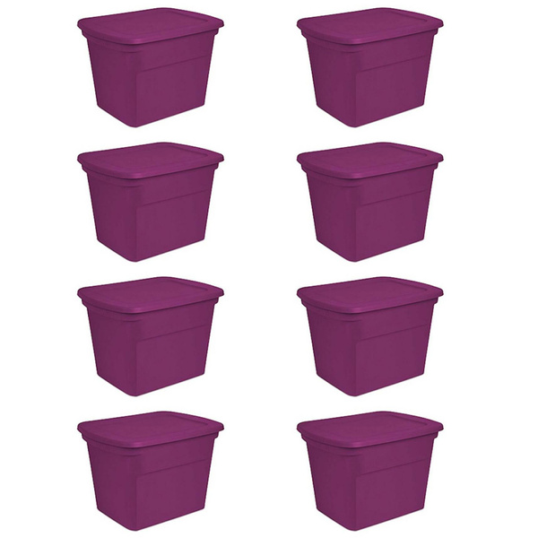 Sterilite 18 Gallon Tote Box Plastic, Purple 