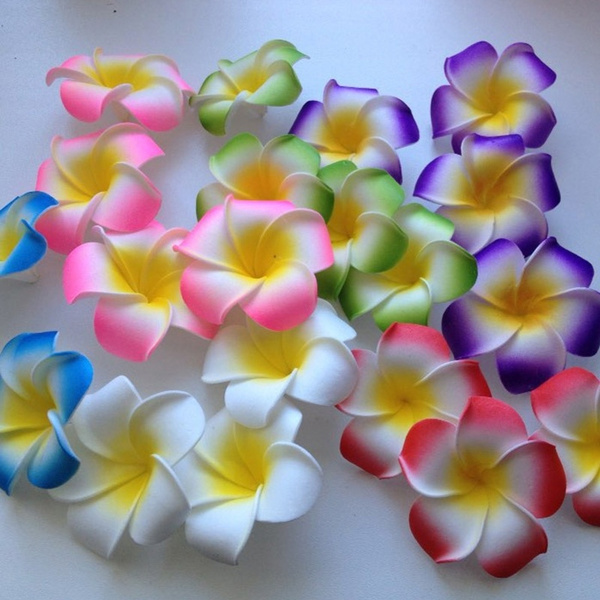 20Pcs Plumeria Hawaiian Foam Frangipani Artificial Flower Headdress