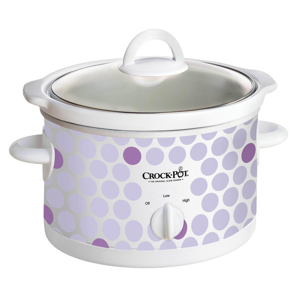 Crock-Pot 2.5 Quart Manual 2 Settings Slow Cooker with Recipes, Purple  Polka Dot