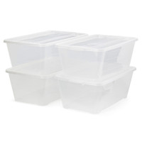 Life Story 6 Quart Rectangular Clear Plastic Lidded Storage Shoe Box, 4 Pack