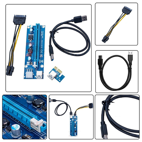 USB 3.0 PCI-E Express 177X To 16x Extender Riser Board Card Adapter ...