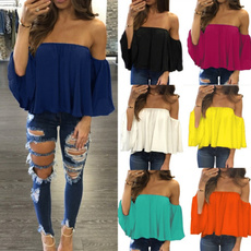 Wrapped in a Chest Collar Collar Sexy Coat Strapless Loose T-shirt Tops & T-Shirts