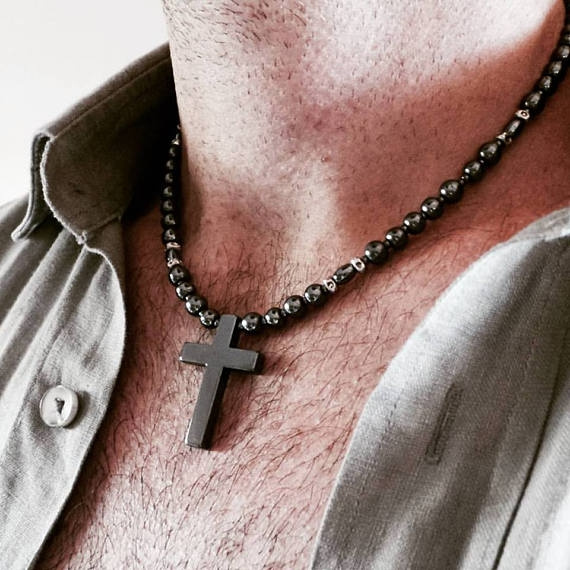 hematite cross necklace