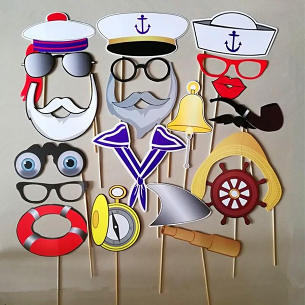 Halloween Photo Booth Props Pirate Captain DIY Kit Funny Photo Booth ...