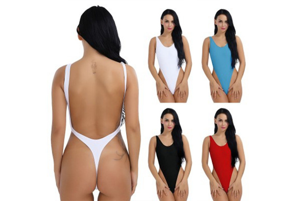 Women Plus Size One piece High Cut Backless Thong Leotard Bikini Swimsuit Swimwear size S XXL Wish