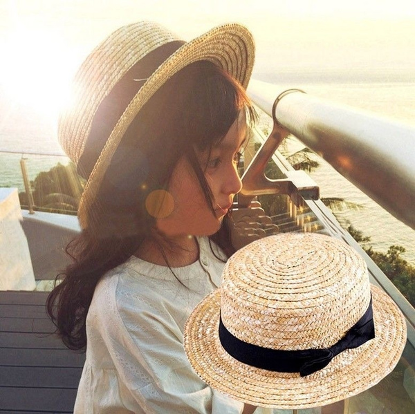 Childrens straw boater hat Clearance