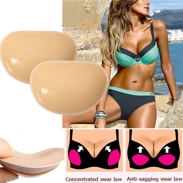 Silicone Bikini Fillets Inserts Gel Bra Pads Breast Stick On Push