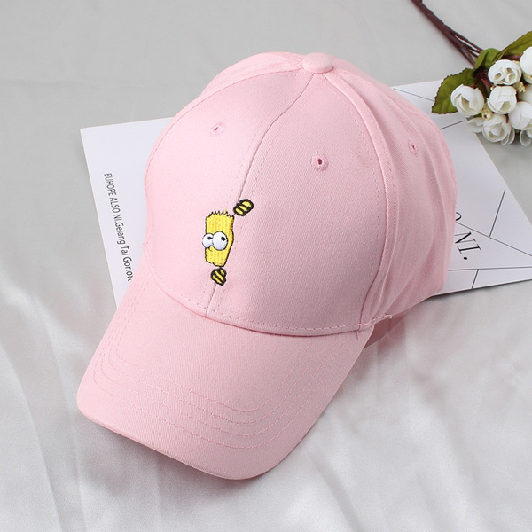 Wish | The Simpson Baseball Adjustable Hat Bart Unisex Simpsons Cap Pink Men/Women