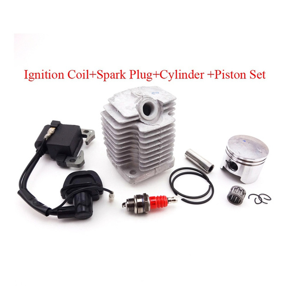 FishMotor L7T Spark Plug + Ignition Coil + 44mm Cylinder Head + 12mm Piston  Kit For 2 Stroke 49cc Engine Mini Quad ATV Pocket Dirt Bike Go Kart