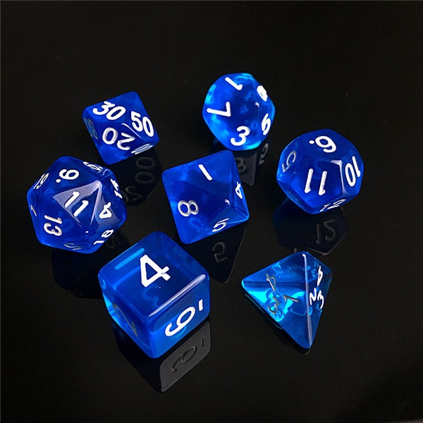 Dice Blue Translucent Color Dice Set Multi Faceted Trpg Dice 16 mm D4 D6 D8 D10 D12 D Game Dices Wish