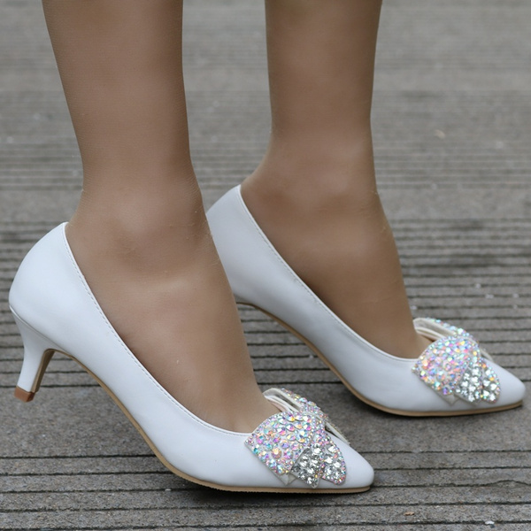 thick heel white shoes