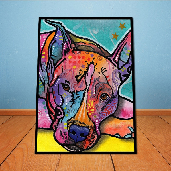 Dreamfactory Hand-painted Modern Art Dog Oil Painting on Canvas Handmade Abstract  Animal Paintings for Wall Decoration No Framed | Wish