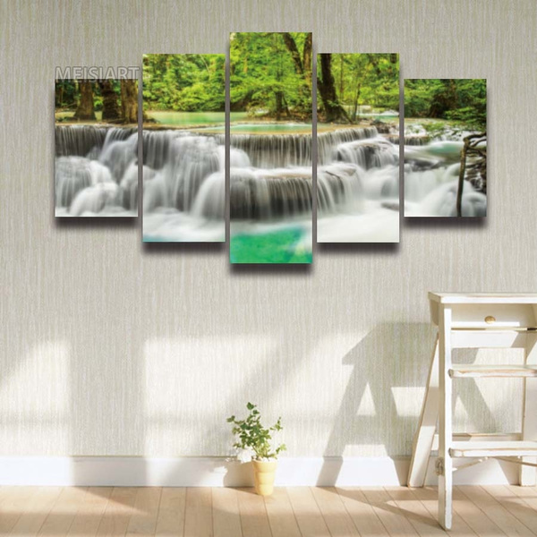 Waterfall Landscape Canvas Painting Poster Print Wall Art Picture Home Decor