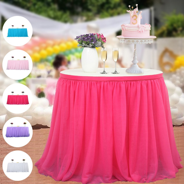 Tulle Tutu Table Skirt Blue, Round Table Birthday Party