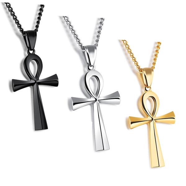 Mens Stainless Steel Large Coptic Ankh 