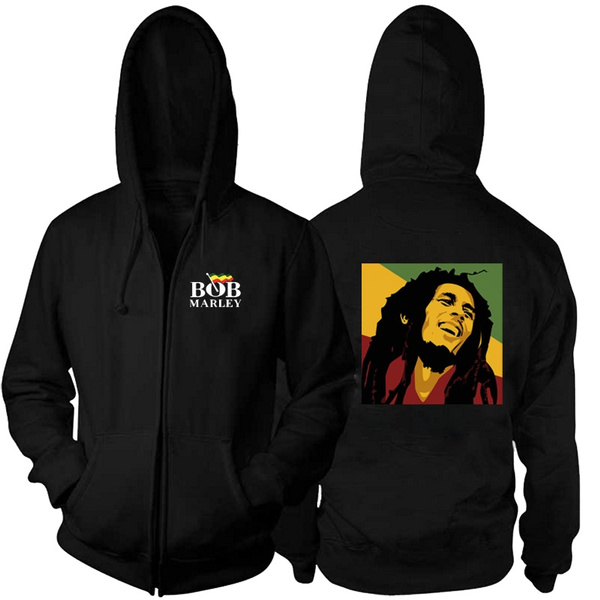 New Bob Marley Men Hoodies Winter Jacket Thicken Fleece Zipper Hip Hop  Sweatshirt USA size Plus