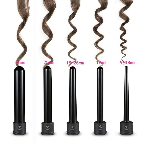 5 in 1 Curling Wand Set Hair Curling Tong 5pcs Hair Curling Iron The Wand  Hair Curler Roller-- Black | Wish
