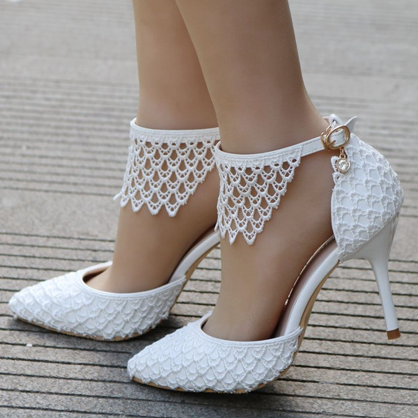 Women Wedding Shoes On Thin Heels Pointed Toe Women Pumps Elegant