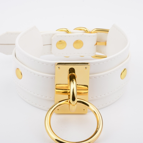 Handmade Gold Leather Choker with Gold 