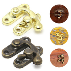 10x Antique MeMAD Catch Curved Buckle Horn Lock Clasp Hook Gift Jewelry Box Padlock MAD