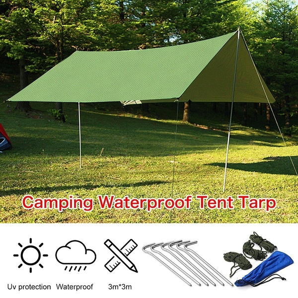 3M x 3MWaterproof Tarp Tent Camping Awning Tent Sun Shelter Outdoor Rain 