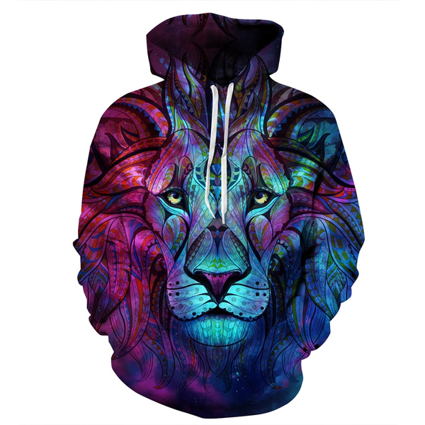 New Design Galaxy Space Lion 3d Print Hoodies Sweatshirt Men Women Hooded Sweats Tops Hip Hop Unisex Graphic Pullover Wish