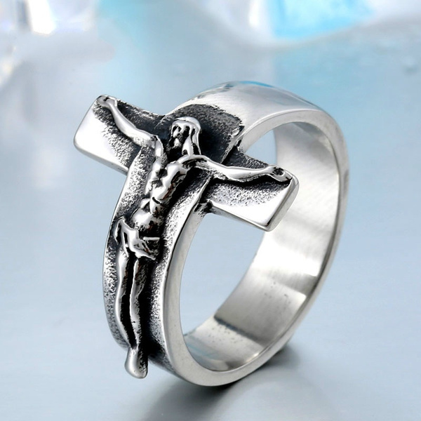 Stainless Steel Crucifix Ring – Mira's Jewelers
