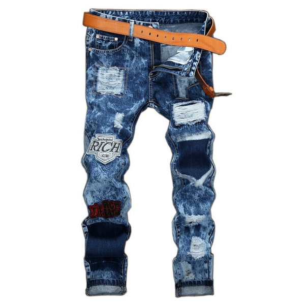 Mens Hip Hop Baggy Jeans With Letter Patch Design, Stars Pattern  Embroidery, Straight Denim Printed Trousers, Tassel Detail, And Ripped Pants  Black 2022 T220803 From Sts_012, $37.07 | DHgate.Com