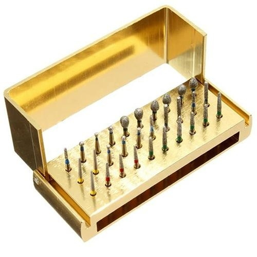 30 Pcs Burs Drill + Disinfection Block Dental High Speed teeth care