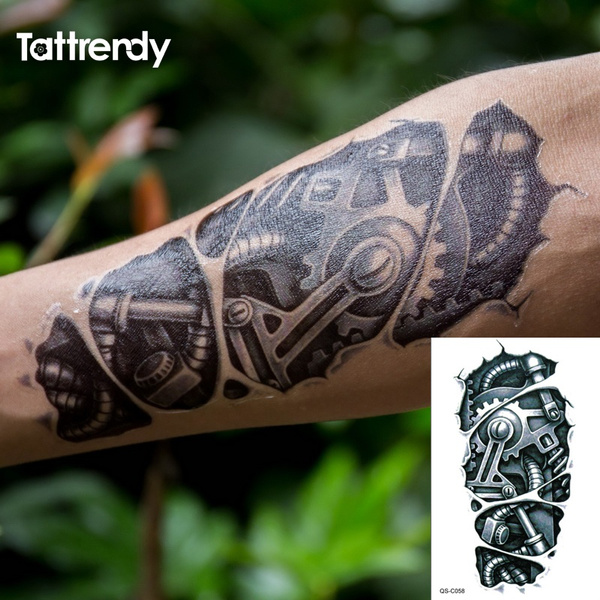 robot arm tattoo half sleeve - YouTube