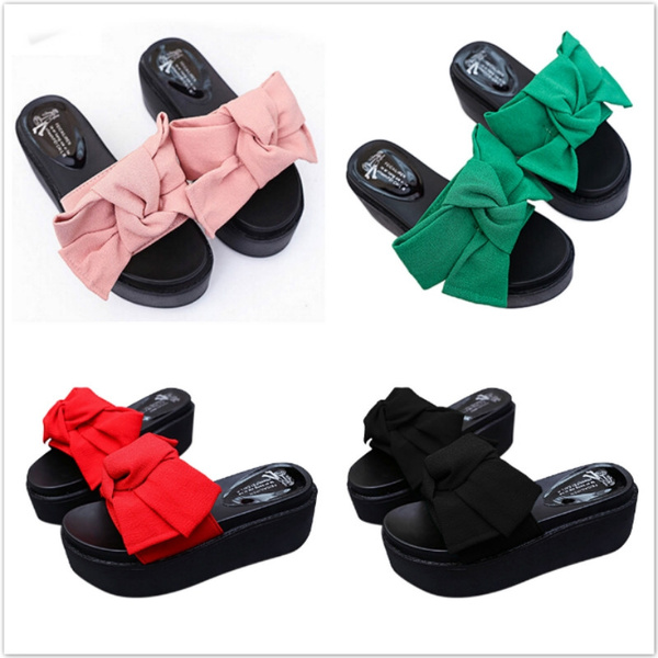 Ladies Sequin Slippers Womens Slippers Memory Foam Wedge Heel Slippers  Black | eBay
