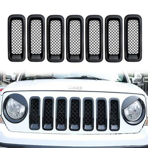 7X Black Front Grille Cover Insert Mesh Grill Shell For Jeep Patriot ...