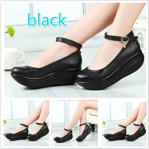 Black platform store work shoes