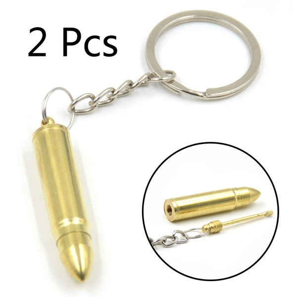 2 Pcs/bag Snuff Bullet Keychain Key ring Hidden Compartment Spoon