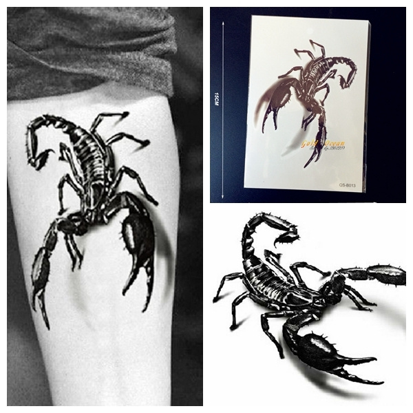 Men Women Fashion Cool Funny 3D Scorpion King Temporary Waterproof Tattoo  Sticker Flowers Totem Animal Fake Tattoos for Party