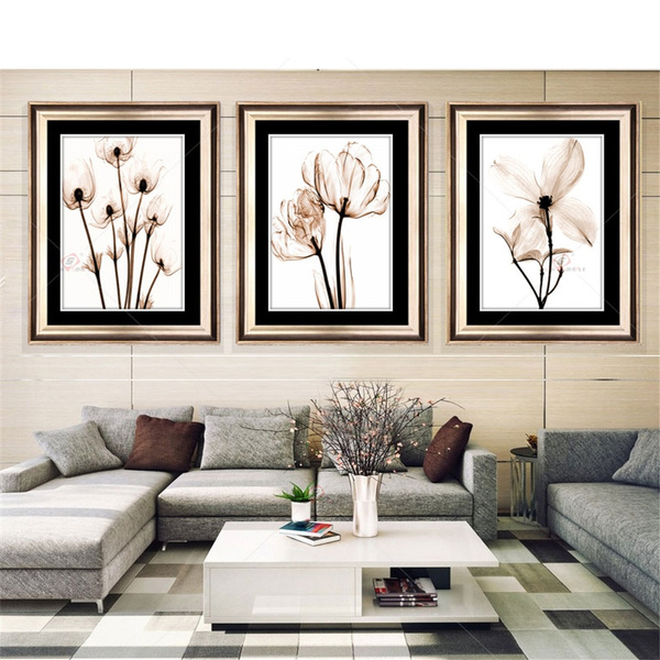 3pcs Frameless Flower Wall Art Oil Painting On Canvas Home Decoration Simple Canvas Print Posters Modular Wall Pictures For Living Room Decal Wish